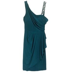 Scarlett Teal Jewels Short Dress 6 Small Sleeveless Bodycon Y2K Draped NWT New